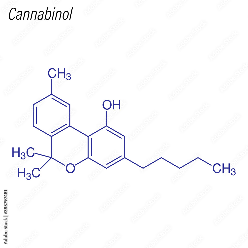 Fototapeta premium Vector Skeletal formula of Cannabinol. Drug chemical molecule.