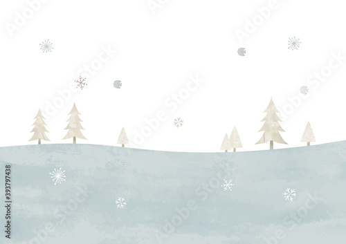 シンプルな雪の草原と木