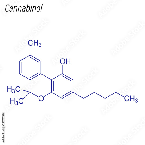 Vector Skeletal formula of Cannabinol. Drug chemical molecule.