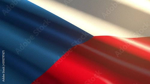 60FPS bright shiny velvet Czechia flag  waving background, 3D UHD 4k seamless loopable animation photo