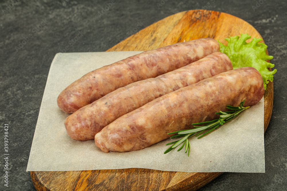 Raw pork meat sausages for grill Raw pork meat sausages for grill