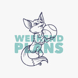 vintage slogan typography weekend plans fox playing basketball for t shirt design