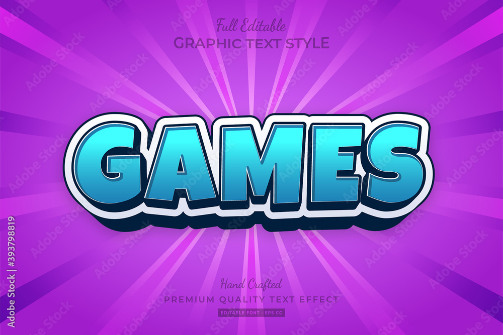 Cartoon Games Blue Purple Editable Text Effect Cartoon Games Blue Purple Editable Text Effect