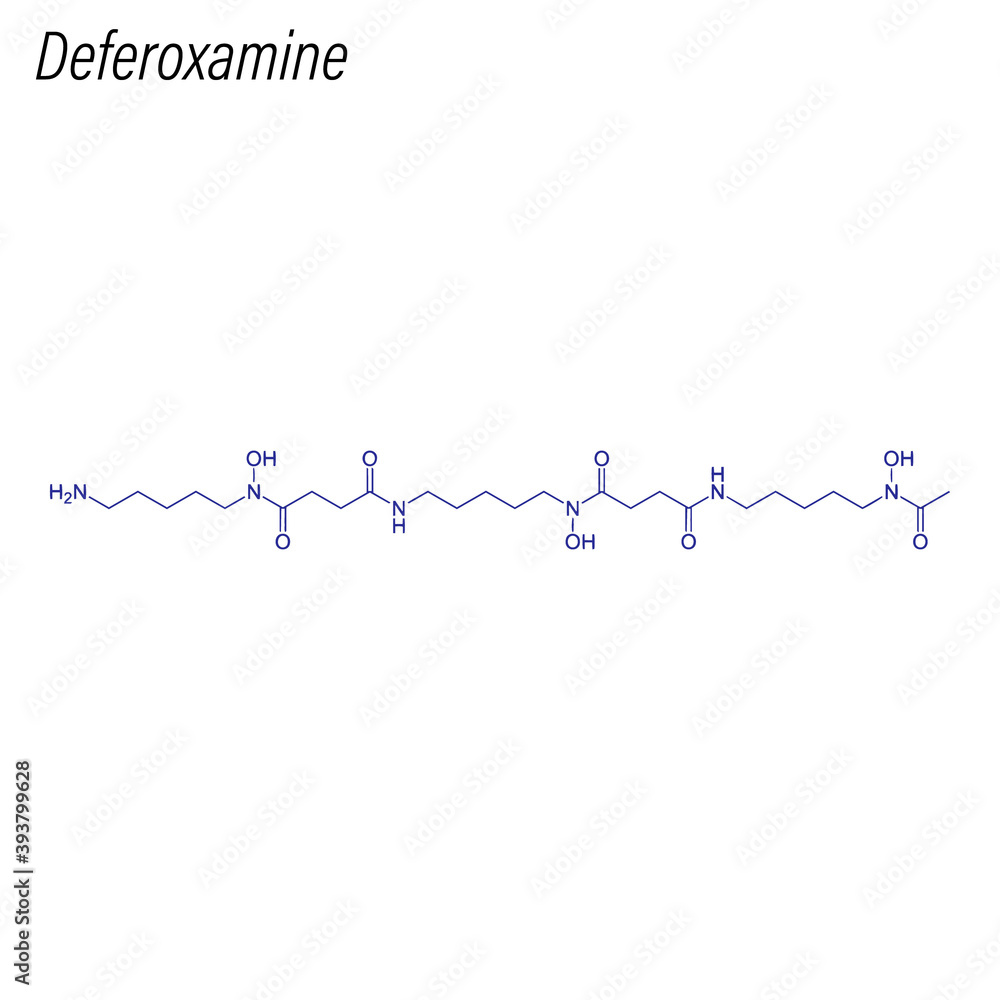 Vector Skeletal formula of Deferoxamine. Drug chemical molecule. Stock ...