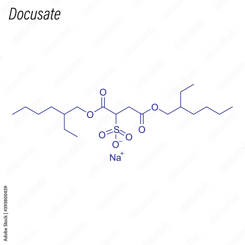 Obraz premium Vector Skeletal formula of Docusate. Drug chemical molecule.