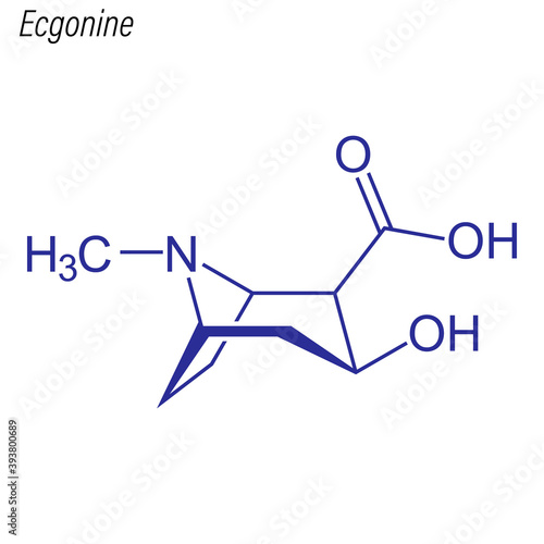Vector Skeletal formula of Ecgonine. Drug chemical molecule.