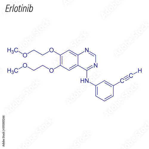 Vector Skeletal formula of Erlotinib. Drug chemical molecule. photo