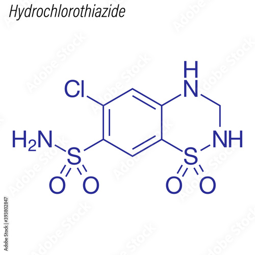 Vector Skeletal formula of Hydrochlorothiazide. Drug chemical molecule.