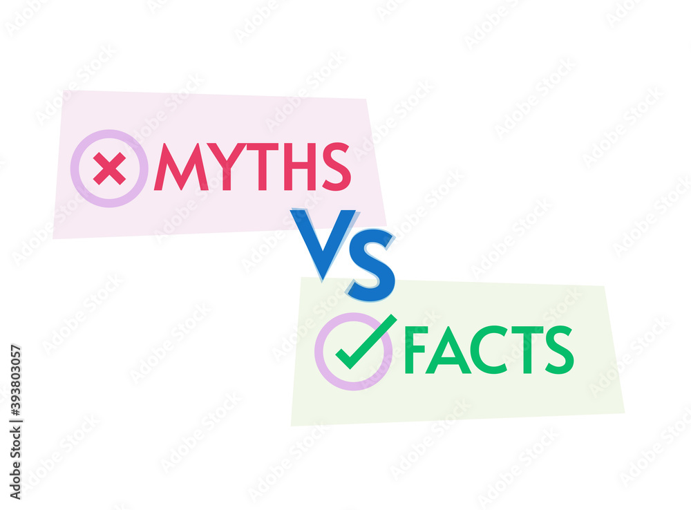 Myths vs facts icon vector concept, idea of true or false information, fake versus truth illustration modern design