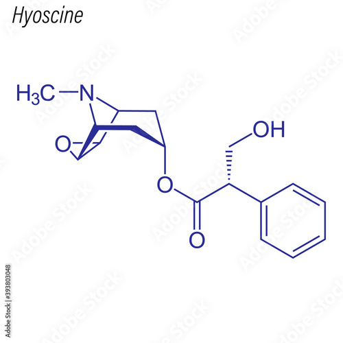 Vector Skeletal formula of Hyoscine. Drug chemical molecule.