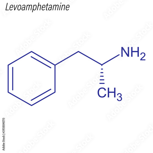 Vector Skeletal formula of Levoamphetamine. Drug chemical molecule.