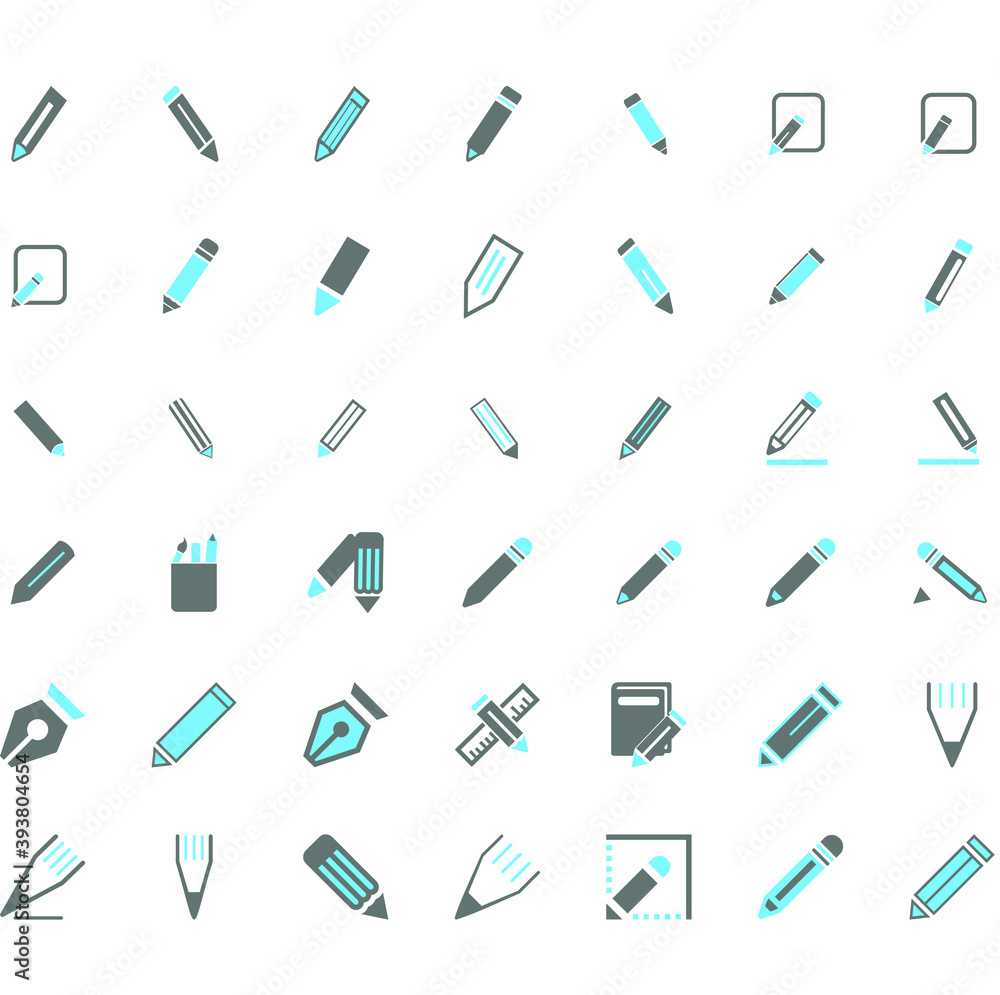 Icons set about brushes Icons set about brushes