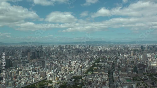 Wallpaper Mural OSAKA, JAPAN : Aerial high angle view of CITYSCAPE of OSAKA in day time. View of buildings and streets around Namba, Shinsaibashi, Umeda and Osaka train station. Wide view time lapse tracking shot. Torontodigital.ca