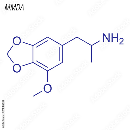 Vector Skeletal formula of MMDA. Drug chemical molecule.