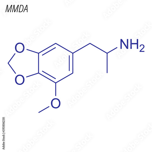 Vector Skeletal formula of MMDA. Drug chemical molecule.