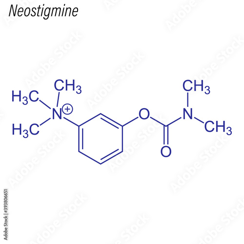 Vector Skeletal formula of Neostigmine. Drug chemical molecule. photo