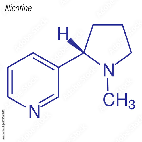 Vector Skeletal formula of Nicotine. Drug chemical molecule.