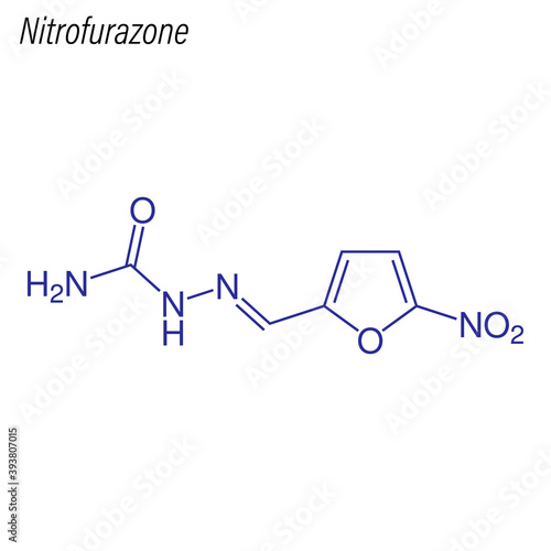 Vector Skeletal formula of Nitrofurazone. Antimicrobial chemical molecule. photo