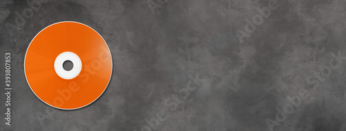 Orange CD - DVD mockup template isolated on concrete background banner