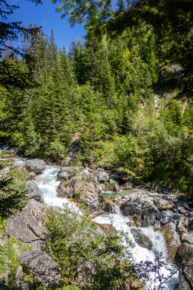Mountain river in Vanoise national Park valley, French alps Mountain river in Vanoise national Park valley, French alps