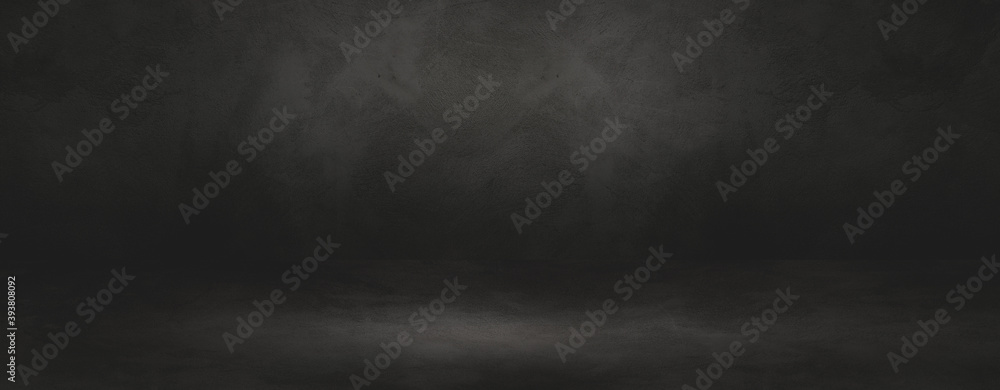 Empty black concrete interior background banner