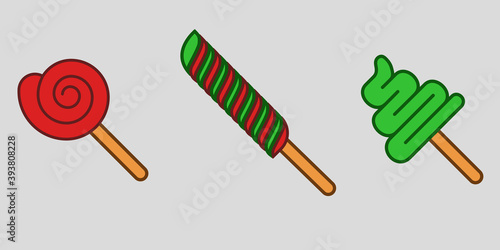 Christmas candy set. Sweets vector illustration.