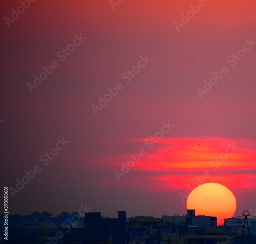 sunset over the city