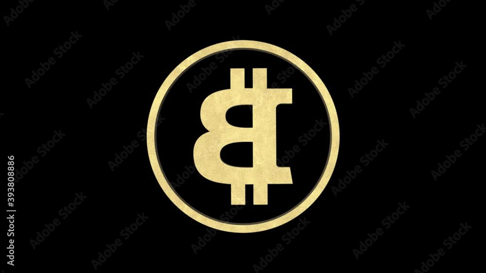 Bitcoin gold metallic symbol rotating on black background Bitcoin gold metallic symbol rotating on black background