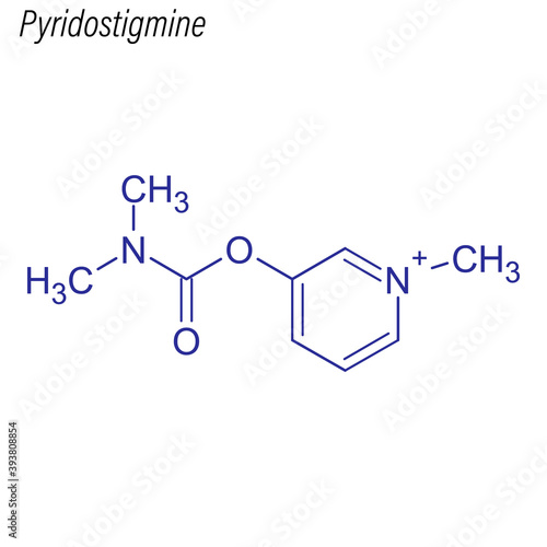 Vector Skeletal formula of Pyridostigmine. Drug chemical molecule. photo