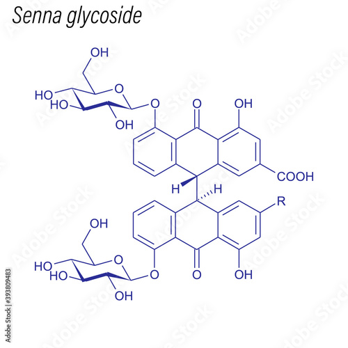 Vector Skeletal formula of Senna glycoside. Drug chemical molecule.