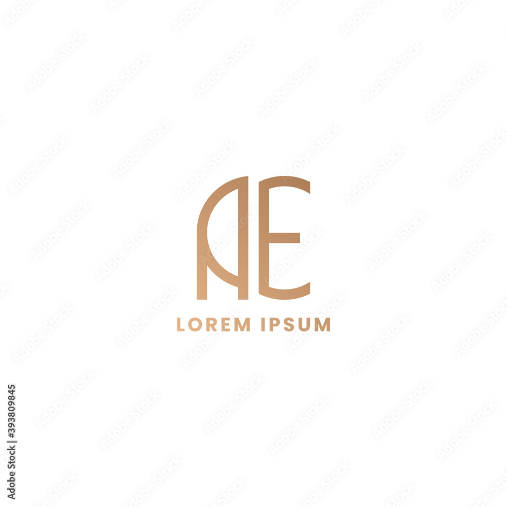 Simple and minimalist geometric letter AE monogram logo with rounded style Simple and minimalist geometric letter AE monogram logo with rounded style
