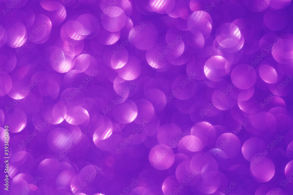 Violet color abstract lights background, bokeh shining, sparkling and glittering backdrop blurred image