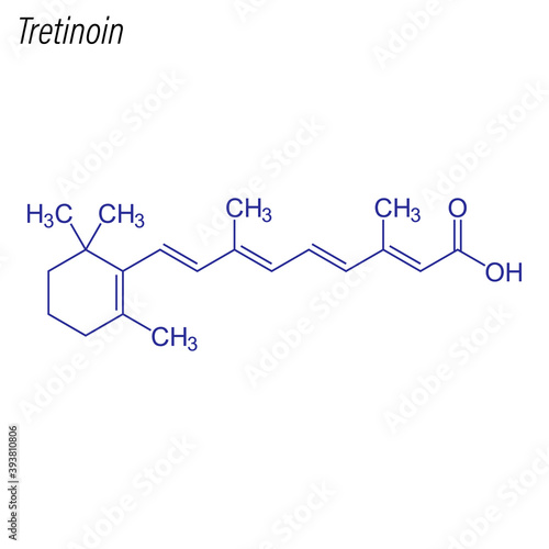 Vector Skeletal formula of Tretinoin. Drug chemical molecule.