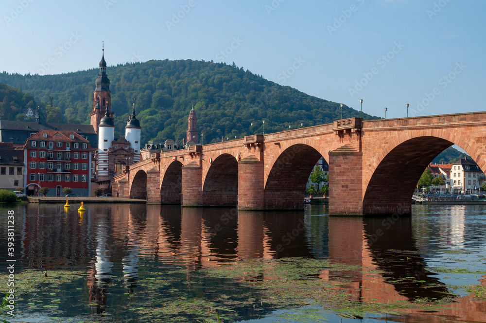 Old clinker bridge over the river Neckar in Heidelberg Germany