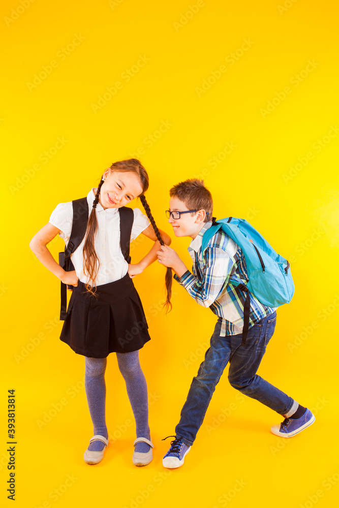 Fototapeta premium Nice mood among the elementary school pupils