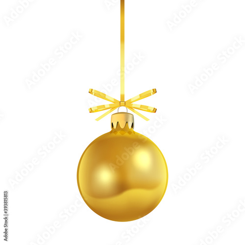 Golden Christmas tree toy, Christmas ball, holiday decoration, realistic vector.