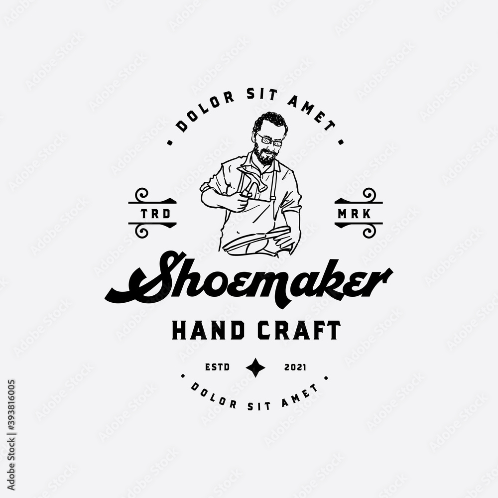 Old experience shoemaker hand drawn logo concept design