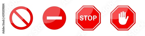 Stop red road signs. Vector isolated signs. Red vector prohibition signs isolated on white background.  Stock vector