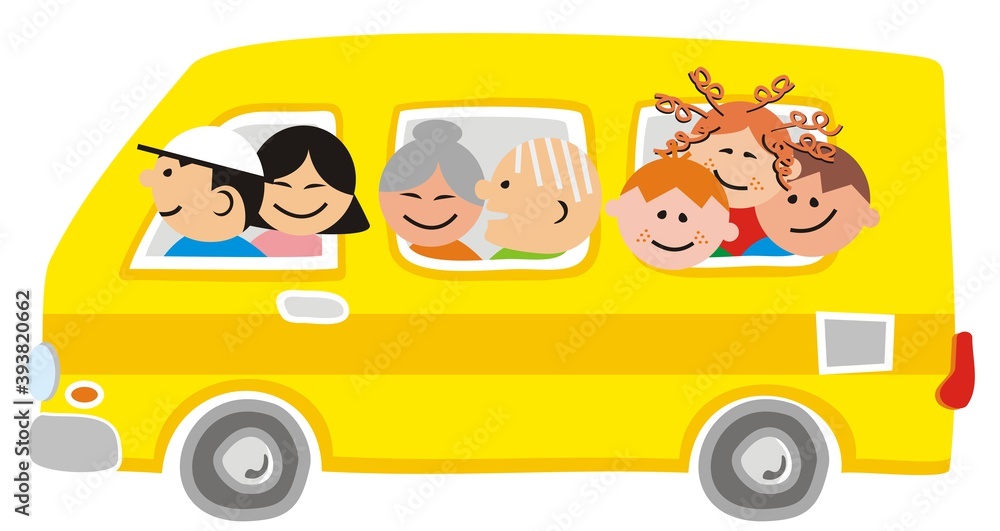 Big family at car, funny vector illustration Big family at car, funny vector illustration