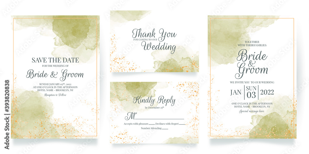 floral wedding invitation template set with elegant leaves decoration floral wedding invitation template set with elegant leaves decoration
