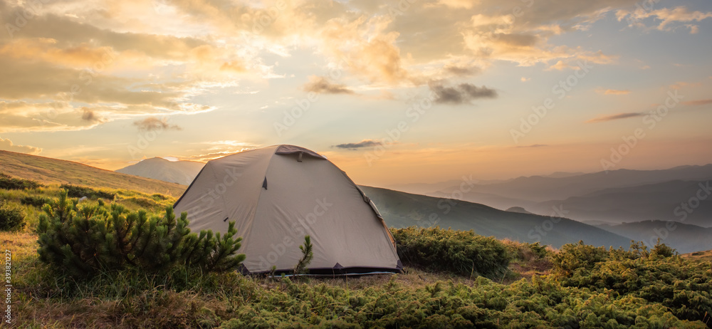 Camping tent in morning sun ray. Active lifestyle. Tatra mountains Zakopane,  Poland Stock Photo | Adobe Stock