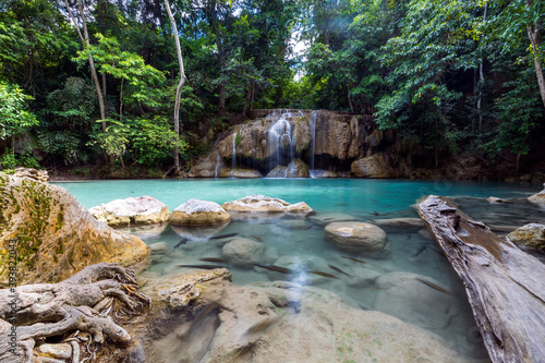 Erawan Falls in Kanchanaburi province near Bangkok, Thailand