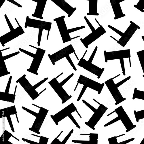 Vector seamless pattern from water taps, background. Kitchen and bathroom faucets. Set of black silhouettes. Isolated vector repeating illustration.