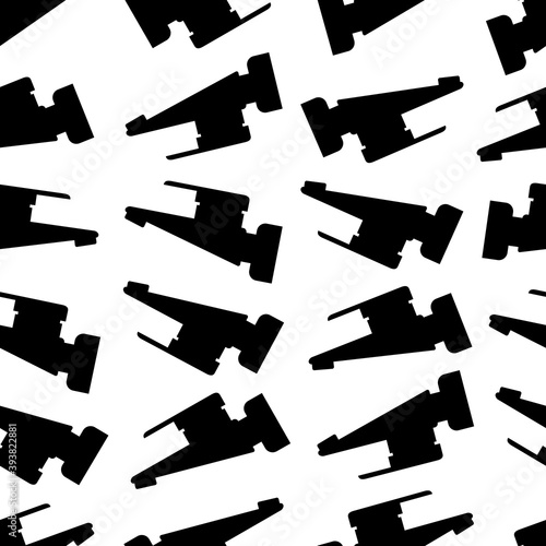 Vector seamless pattern from water taps, background. Kitchen and bathroom faucets. Set of black silhouettes. Isolated vector repeating illustration.