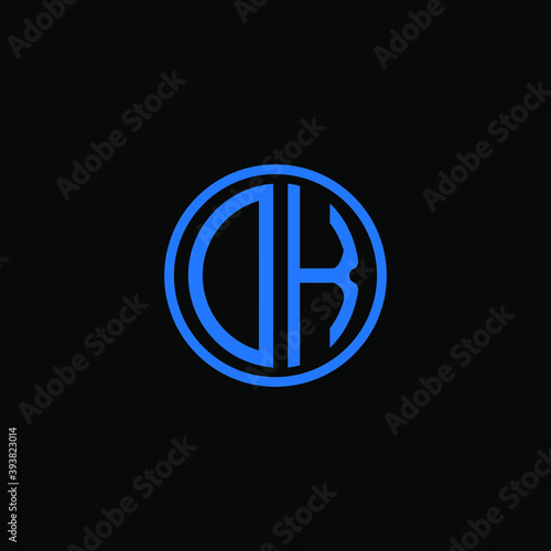 DK MONOGRAM letter icon design on BLACK background.Creative letter DK/D K logo design. DK initials MONOGRAM Logo design.