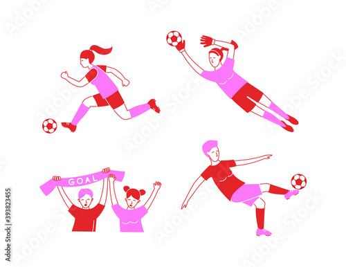 Female Soccer football player game match seamless background pattern.