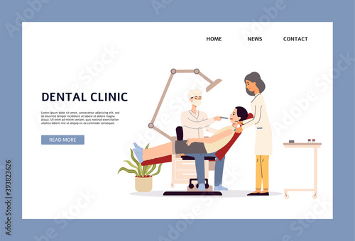 Vector landing page template of app for dental medical clinic