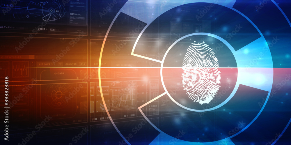 Fototapeta premium Fingerprint Scanning Technology Concept 2d Illustration