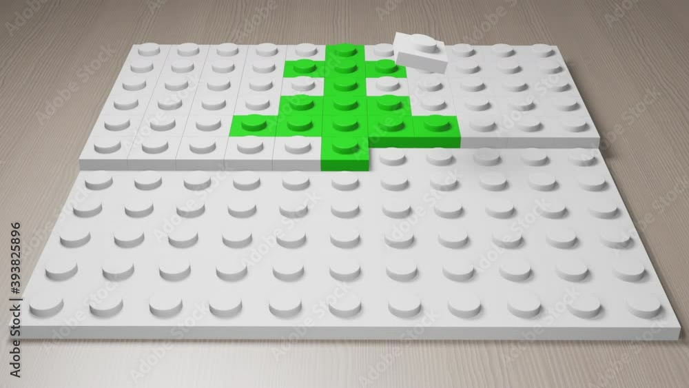 Christmas tree made from blocks. Animation of plastic bricks are ...