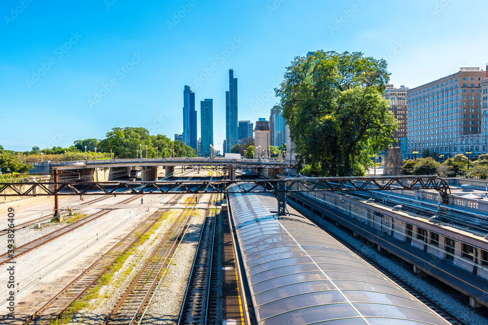 Fototapeta premium Chicago City skyline view in Illinois of USA.